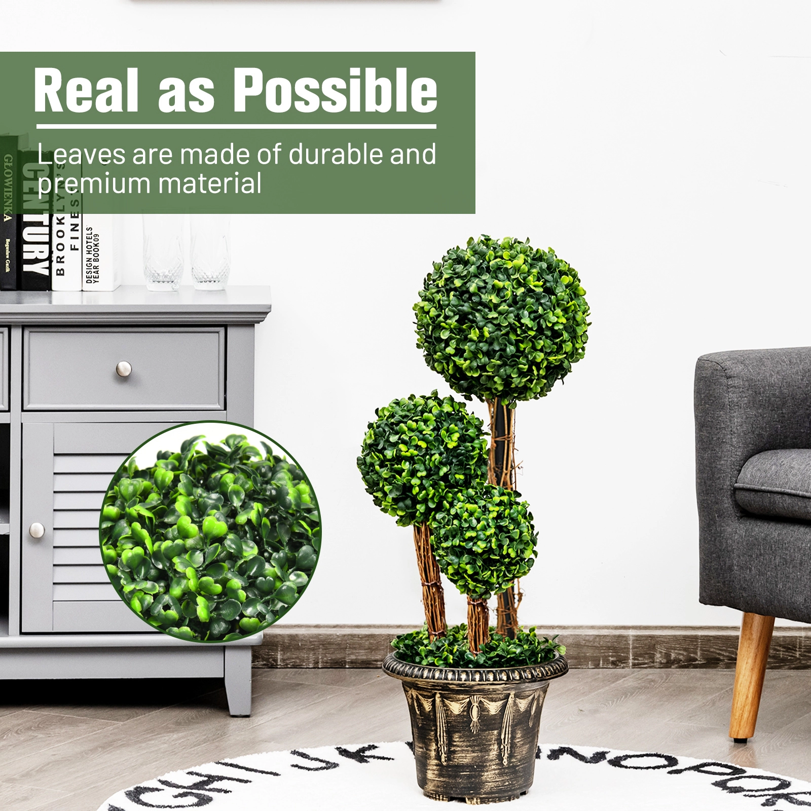 SlickBlue 30-Inch Artificial Ficus Tree in Planter for Indoor and Outdoor