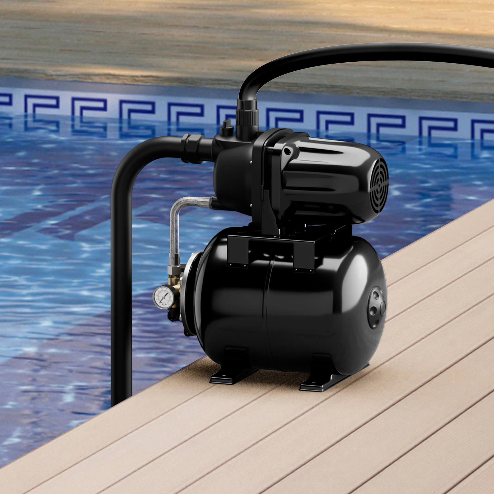 SUGIFT 1200W Shallow Well Jet Pump with 5-gal Pressure Tank 1000-GPH Flow and 20 to 40 PSI Auto Control