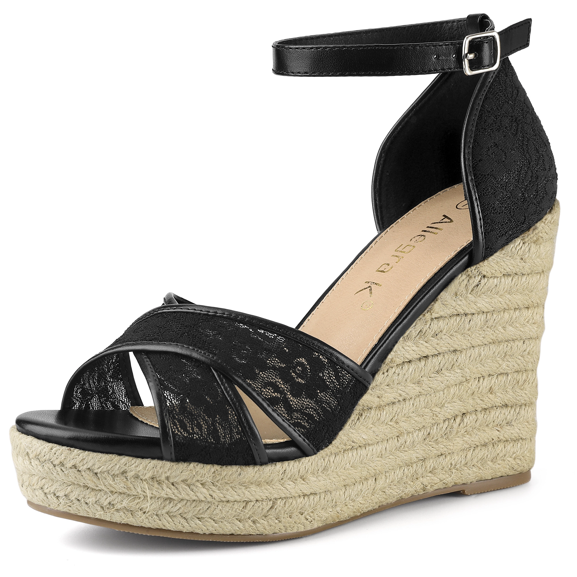 BLISSFUL STEP Women's Lace Espadrilles Wedge Sandals