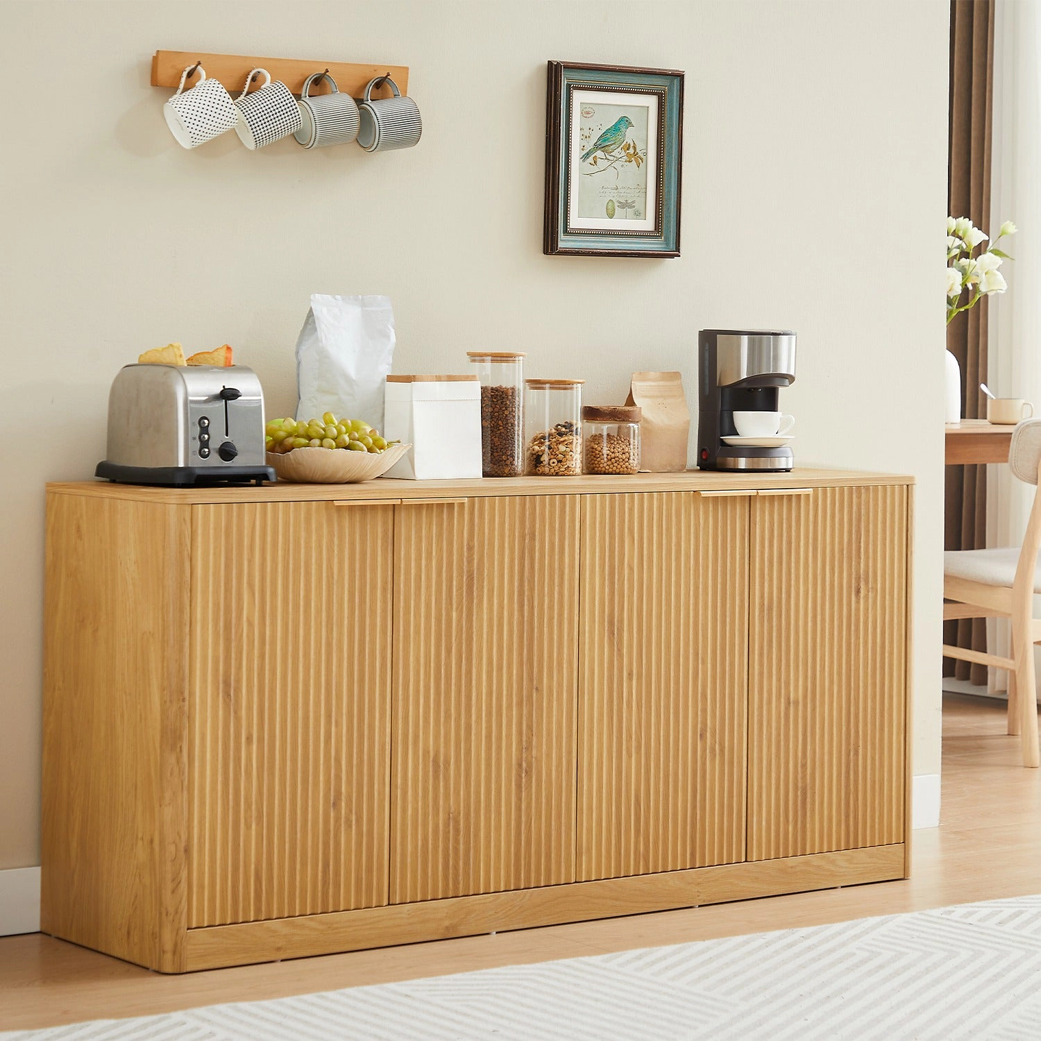 GBruno Fluted 59 In Sideboard Cabinet With 4 Doors