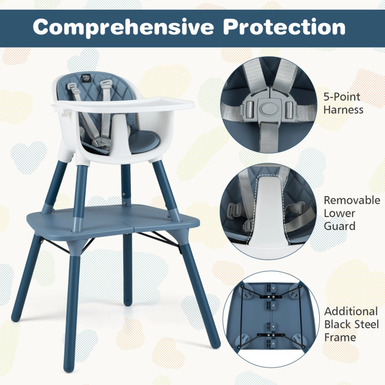 Hivvago 4-in-1 Baby Convertible Toddler Table Chair Set with PU Cushion