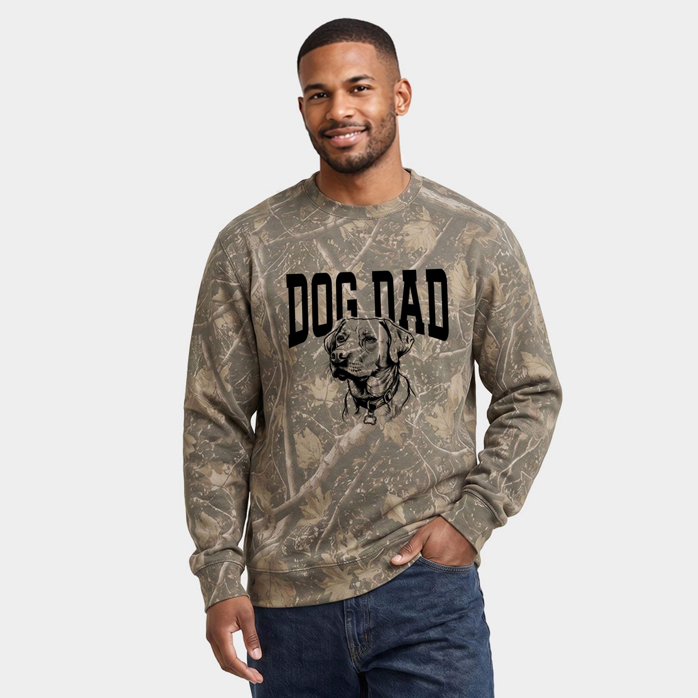 Simply Sage Market - Men's Camo Sweatshirt Dog Dad Sketch