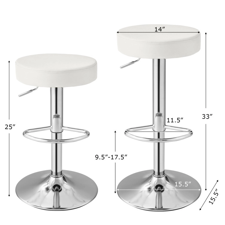 Hivvago Set of 2 Height Adjustable Swivel Bar Stools with Round Seats for Home or Pub