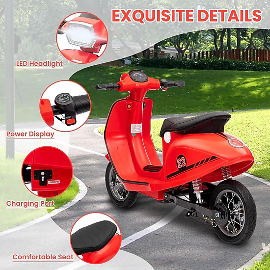 Enjyam 24V 350W Electric Dirt Bike for Kids 8–14, 14MPH Max, Waterproof, Rear Brake, LED Lights, 143 lbs Capacity