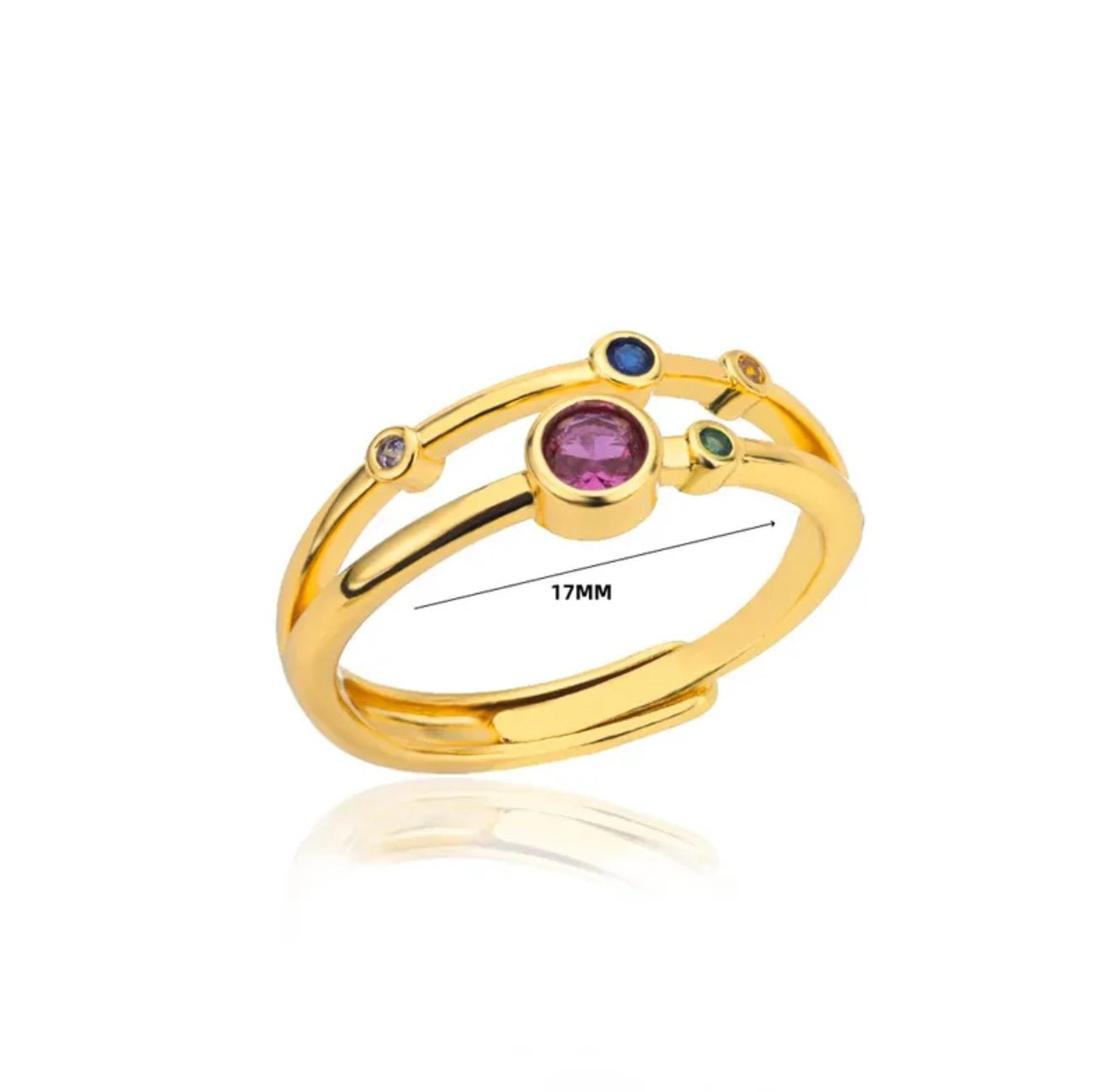 DressAtR Women's Zircon 18K Gold Plated Open Ring