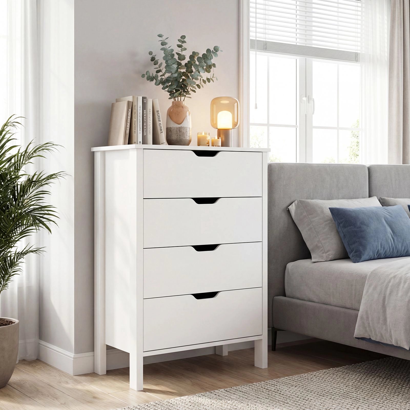 SlickBlue 4-Drawer Tall Storage Dresser with Spacious Countertop
