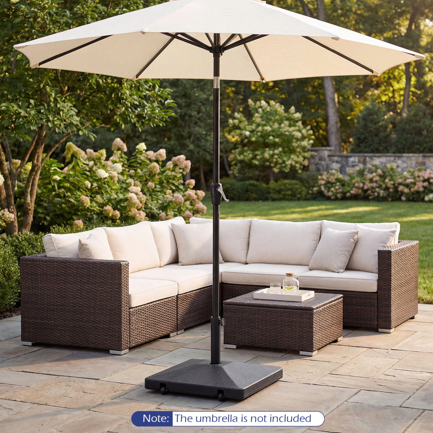 Slickblue Fillable Patio Umbrella Base with Rolling Wheels for Center Pole Market Umbrellas