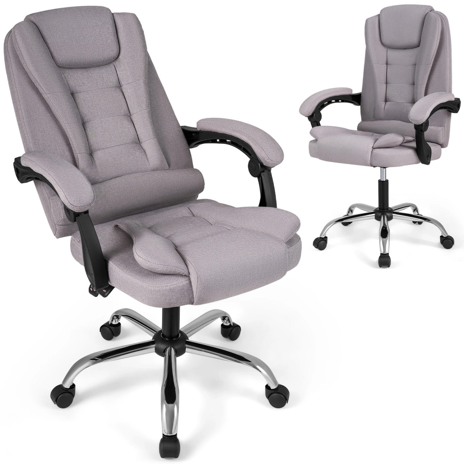 SUGIFT Gray Linkage Armrests and Linen Padded Seat Big High Back Executive Chair