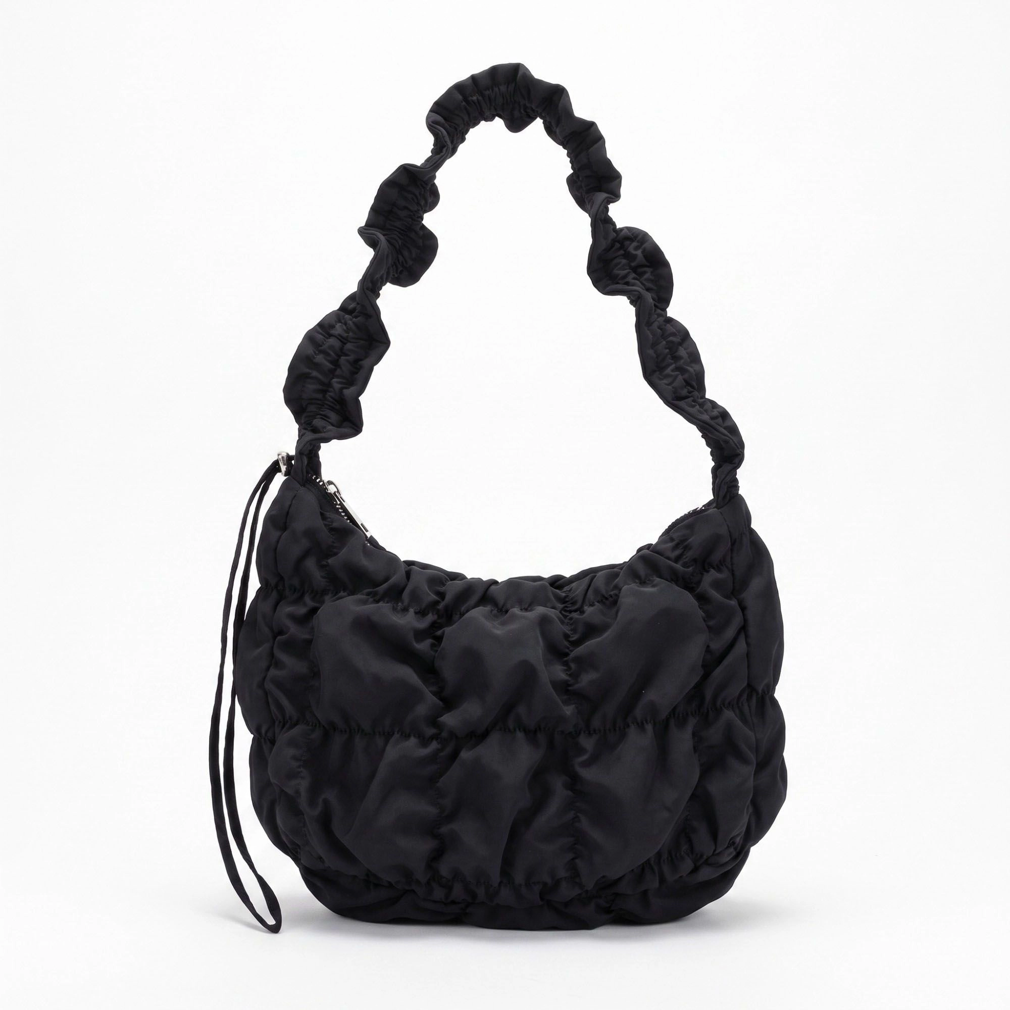 Alilang Women's Ruched Puffer Shoulder Bag with Gathered Strap and Top Zipper Closure 10.5x8.5x3in