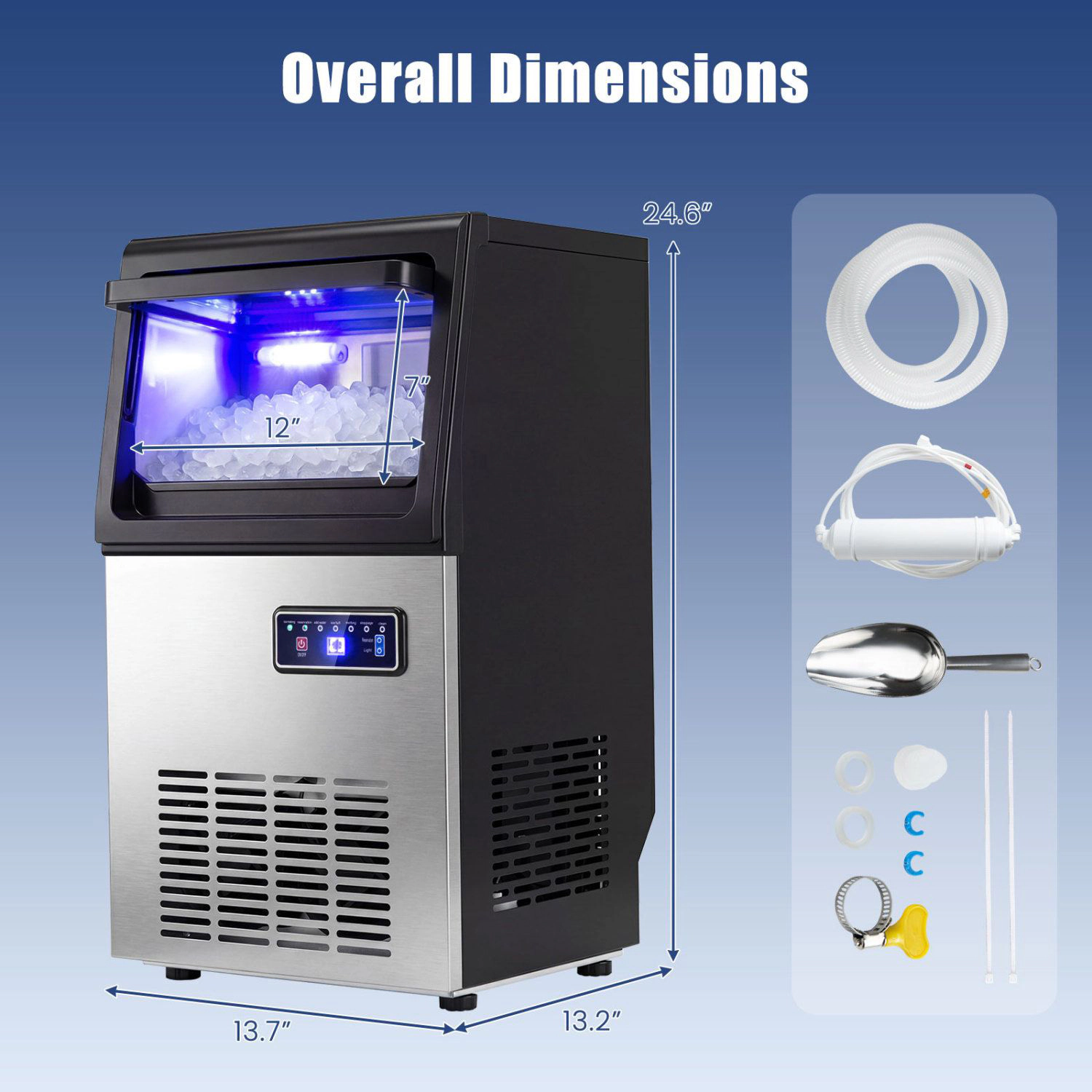 SlickBlue Black Ice Machine, 90 Lbs Daily, 15 Lbs Storage