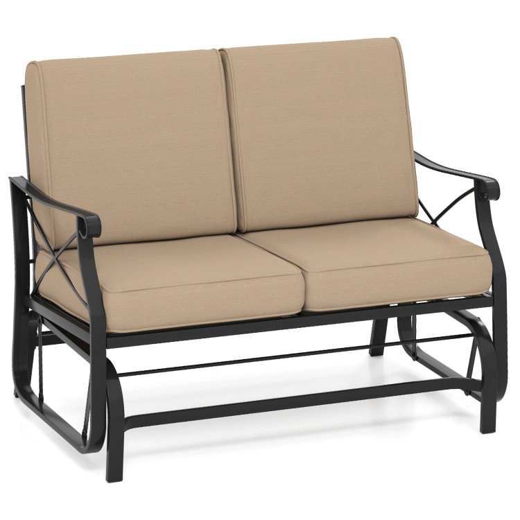 Hivvago Outdoor 2-Person Glider Rocking Chair Loveseat With Thick Cushions And Metal Frame