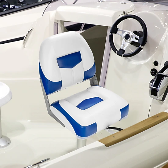 SUGIFT Set of 2 Blue Folding Boat Seats with Curved Backrests 19.5-in W 16.5-in D 20.5-in H 250-lb Chair Capacity