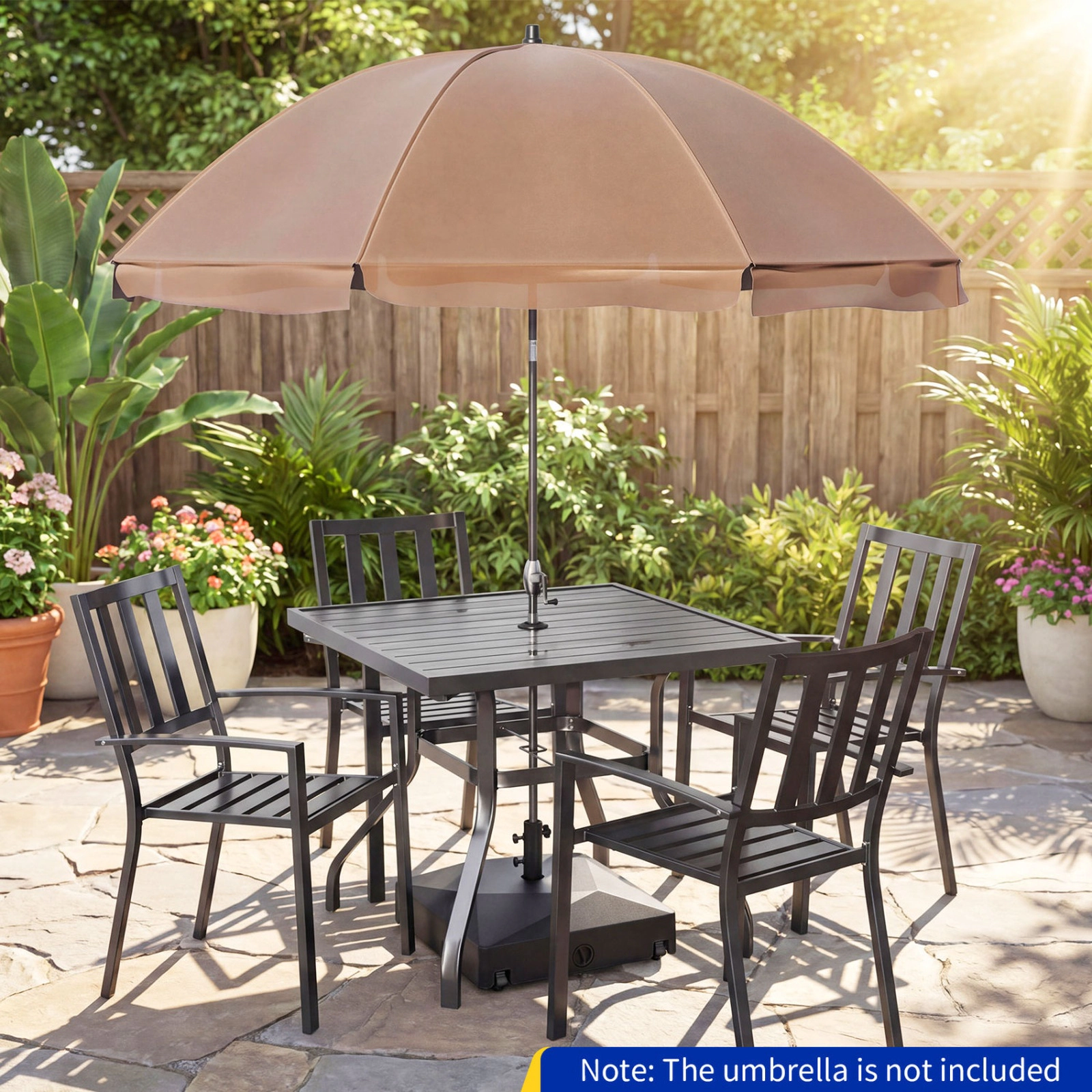 SUGIFT Mobile Fillable Patio Umbrella Base 154-lb Capacity Fits 6-10 ft Umbrellas Black