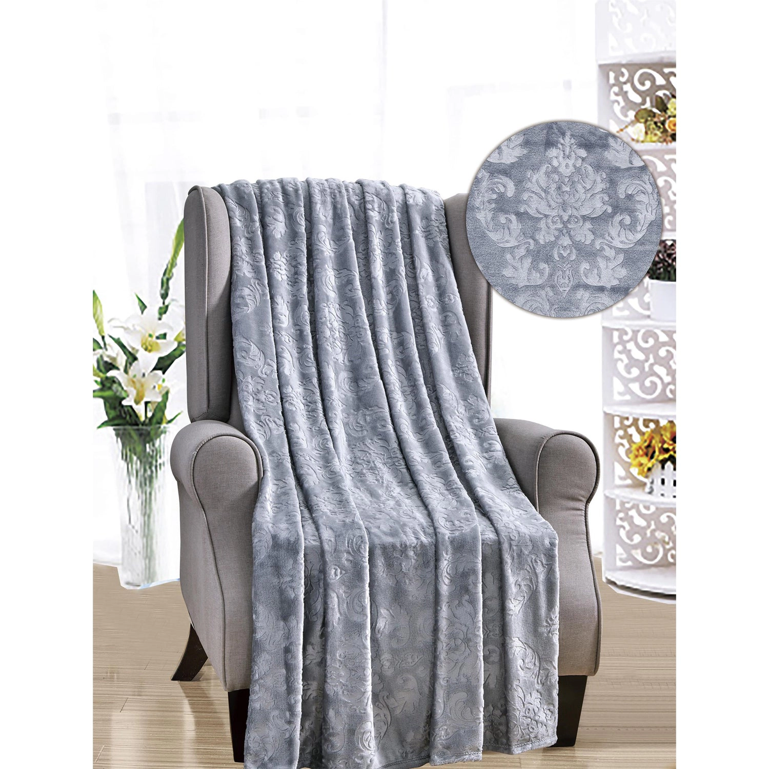 Versailles Ultra Soft Plush Contemporary Embossed Pattern All Season 50" x 60" Throw Blanket