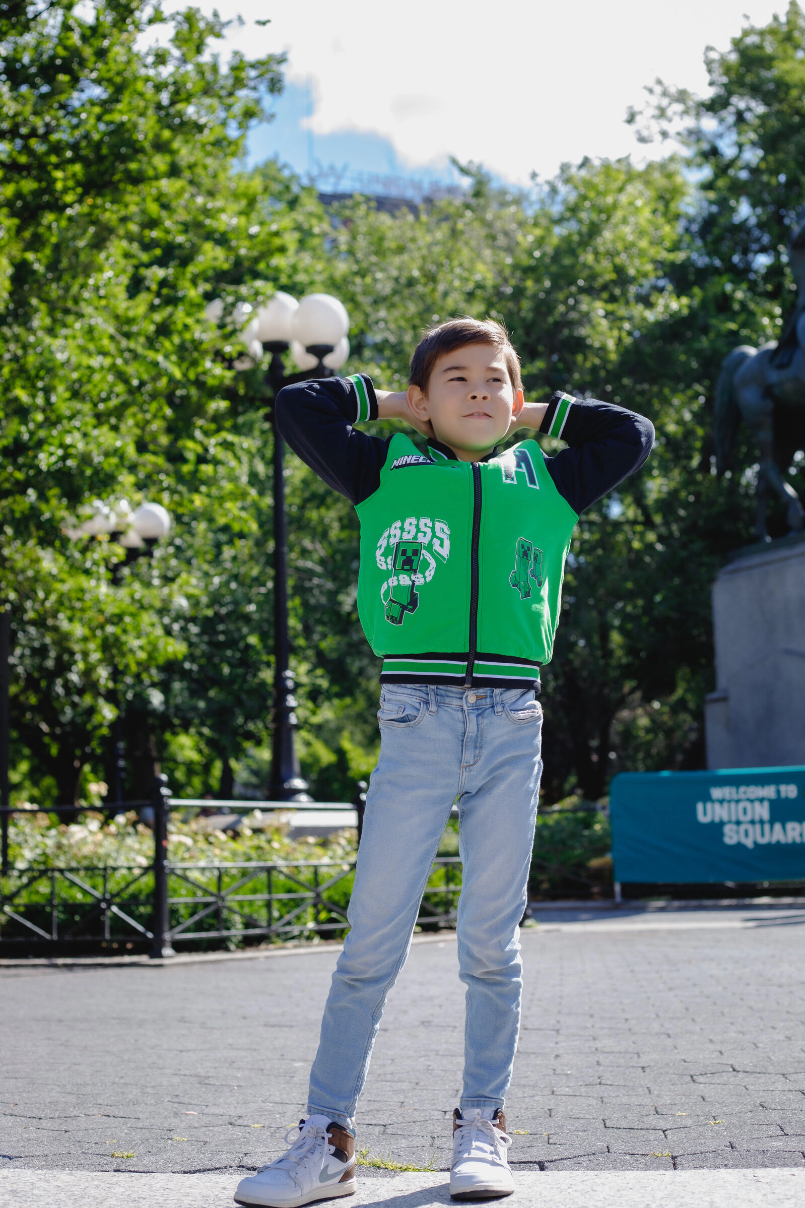 Minecraft Creeper Boys' Varsity Bomber Jacket