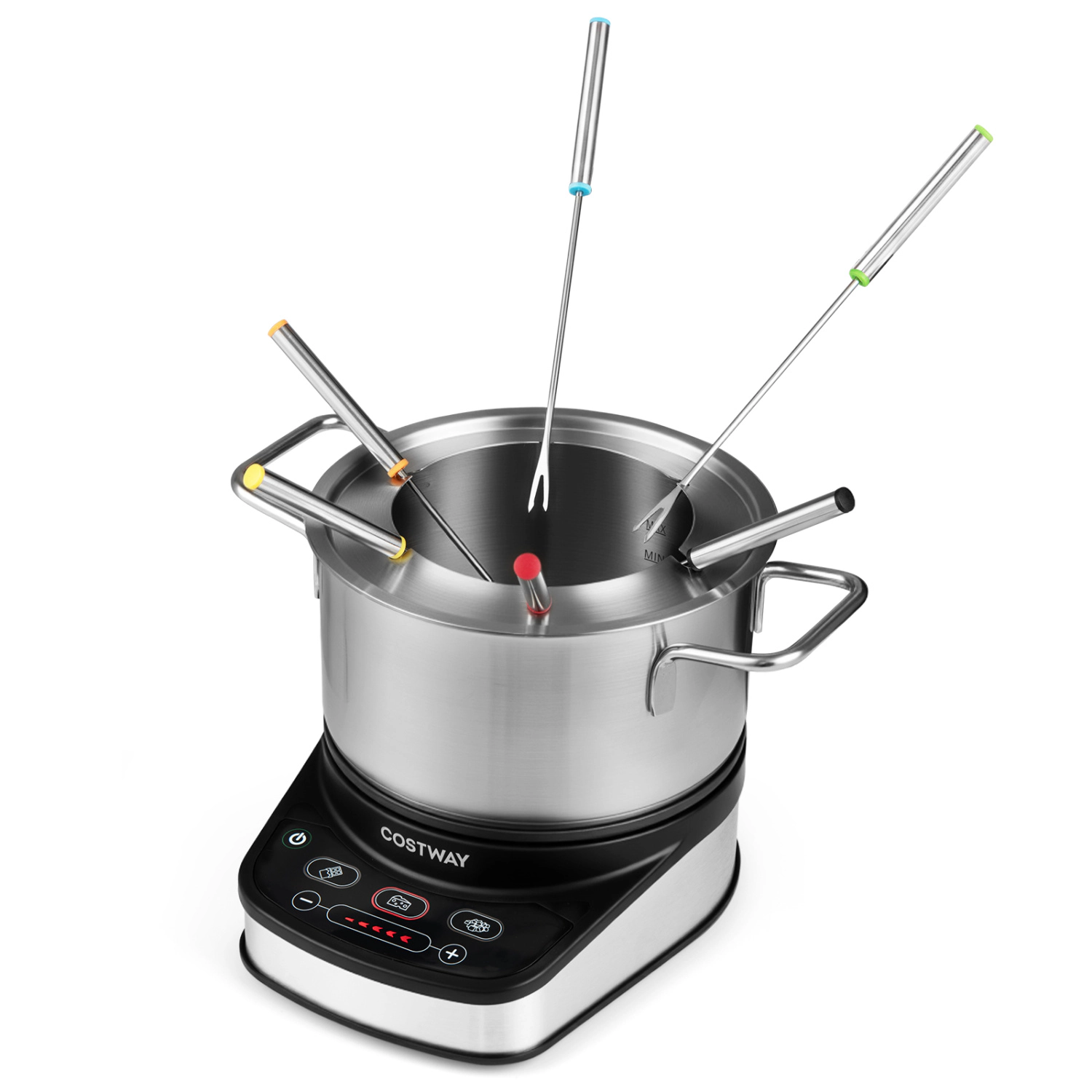 LJG 1200W Electric Fondue Pot Set with 3.2 QT Removable Pot 6 Color-Coded Fork