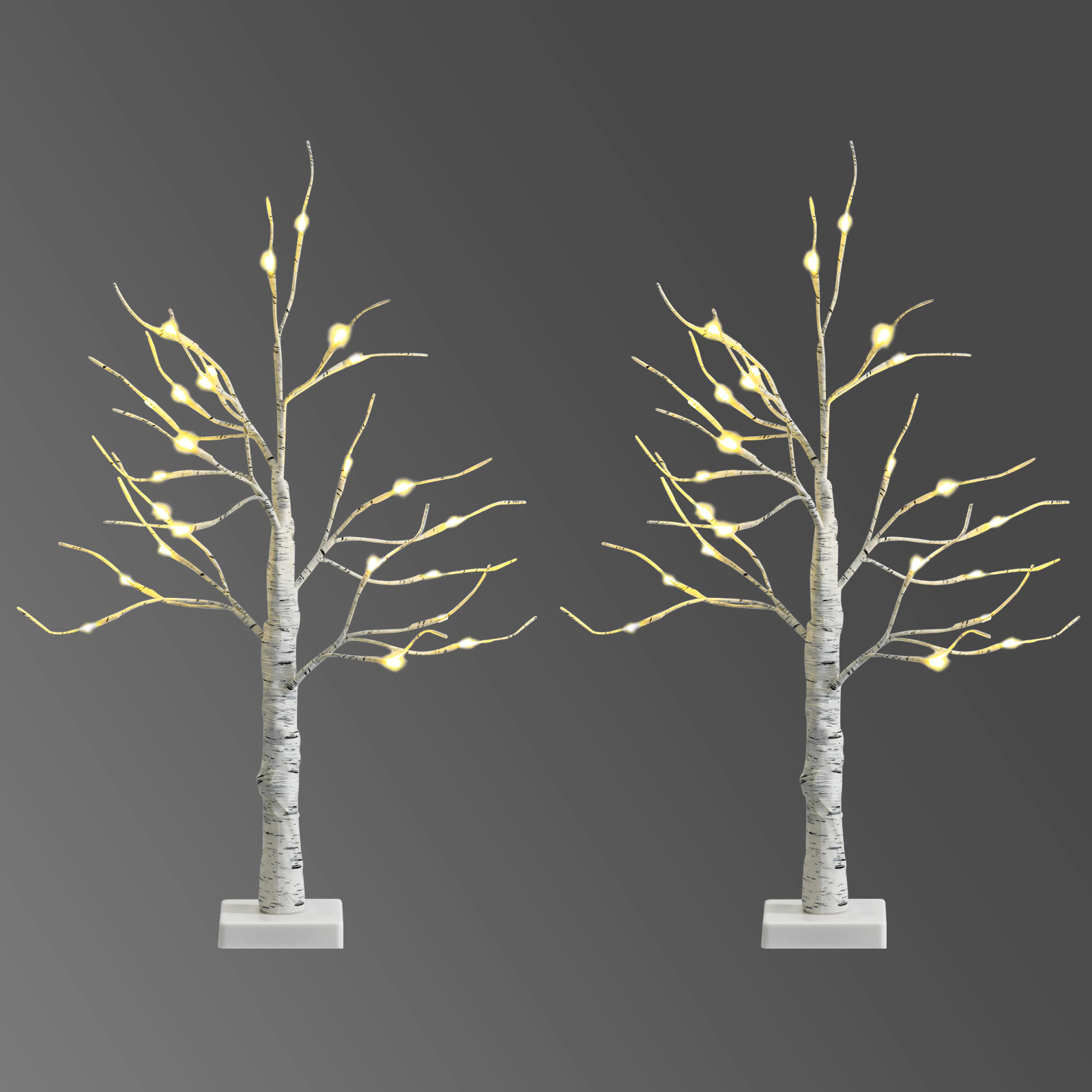 SlickBlue Set Of 2 Mini Artificial Birch Tree with Bendable Branches