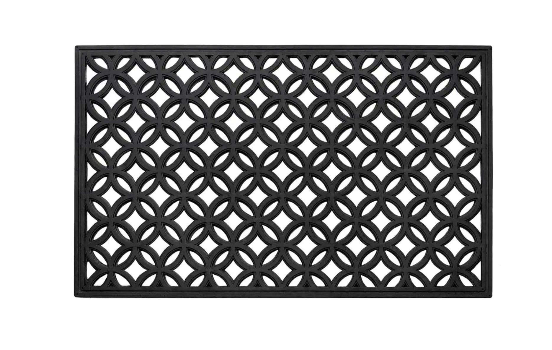 Kate Aurora Diamond 18 in. x 30 in. Wrought Iron Designed Non Skid Rubber Outdoor Door Mat
