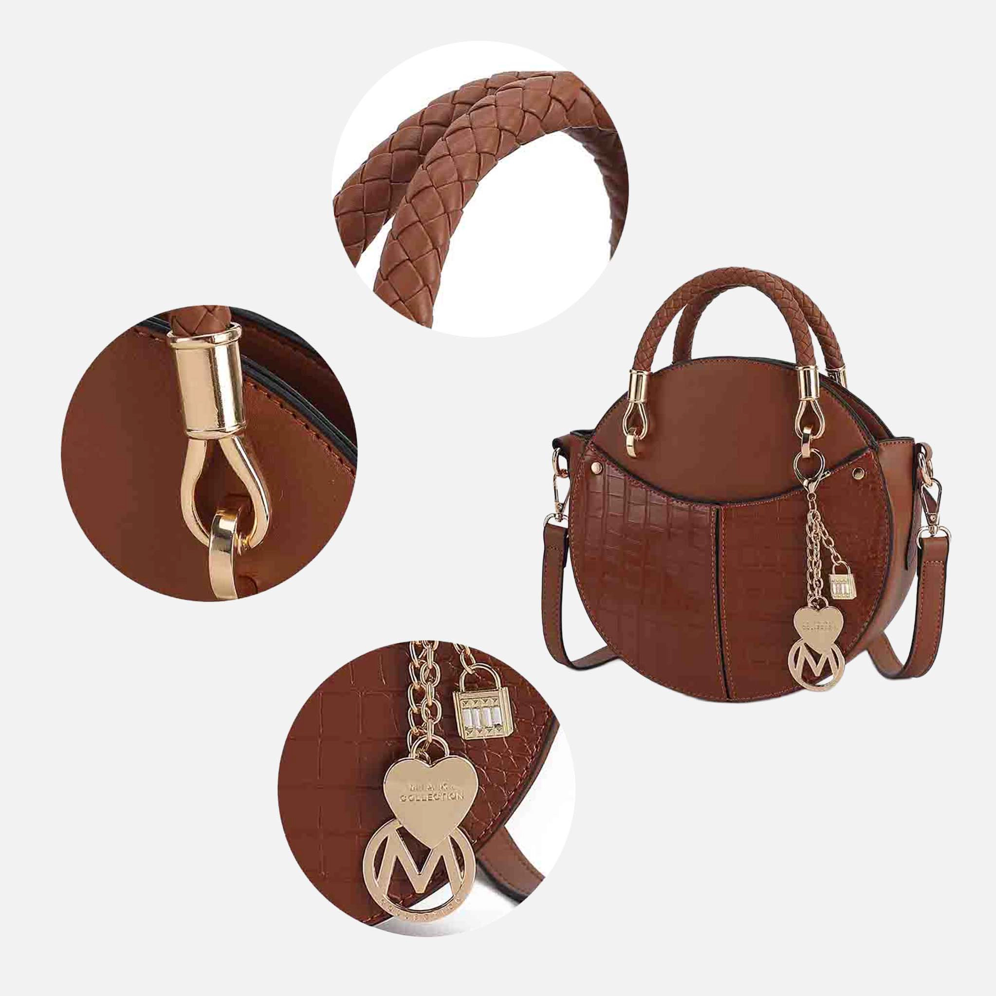 Mia K Collection Nobella Croco Crossbody Bag - Vegan Croc-Embossed Faux Leather, Gold-Tone Hardware