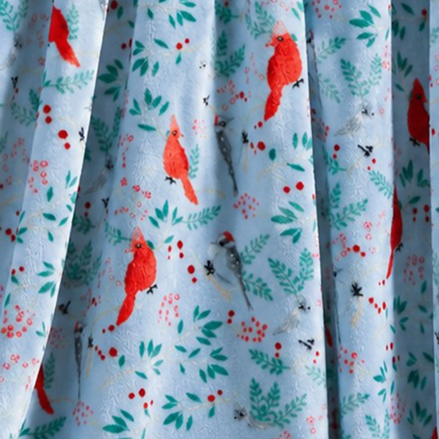 Plazatex 100% Polyester Red Cardinal Birds Nature Inspired Plush Throw Blanket 50" x 60" Blue