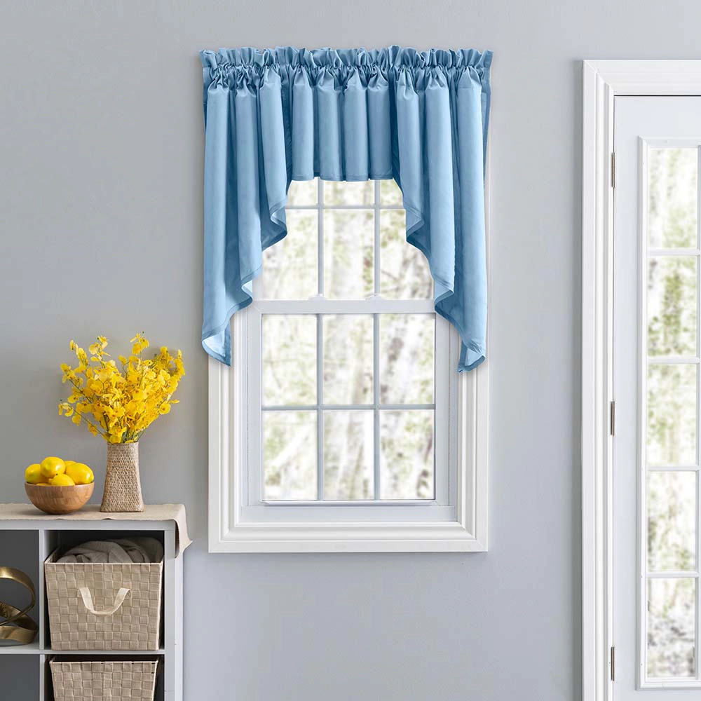Ellis Stacey 3" Rod Pocket High Quality Fabric Solid Color Window Lined Swag Set 126"x36" Slate