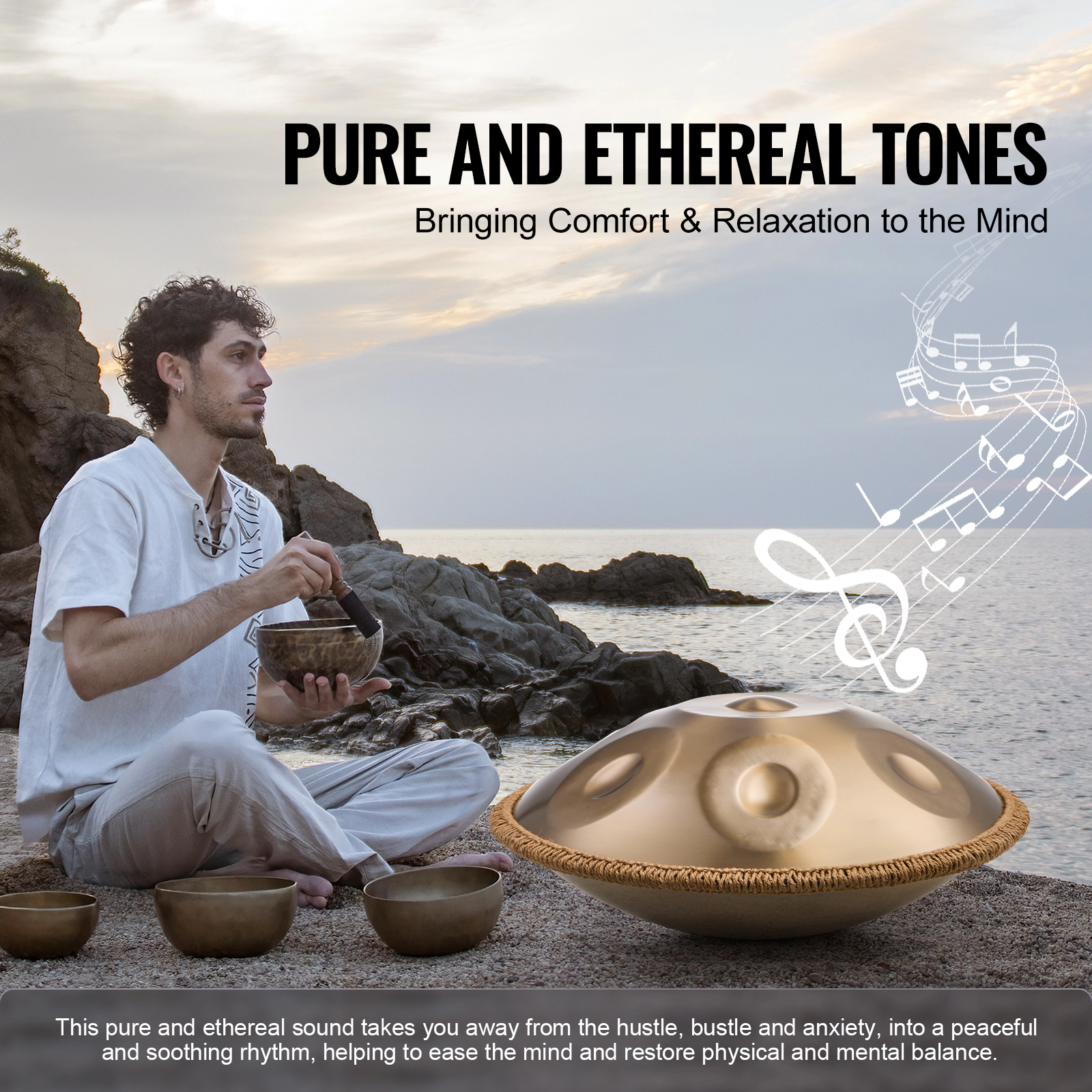 HONGGE Handpan Drum 22 in D Minor with Mallets, Stand & Carry Bag, Steel Healing Sound Percussion for Adults Beginners