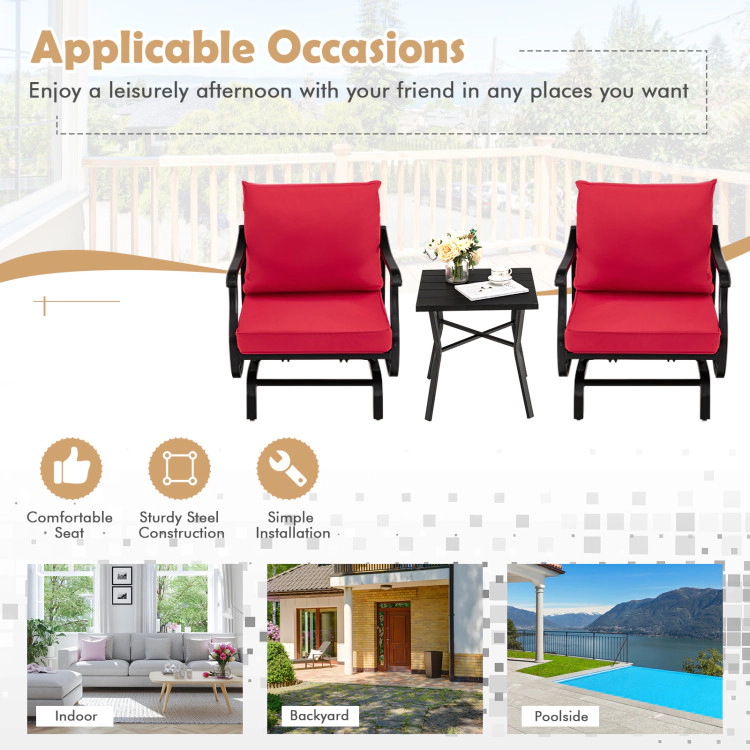 Hivvago 3 Piece Patio Rocking Chair Set With Coffee Table