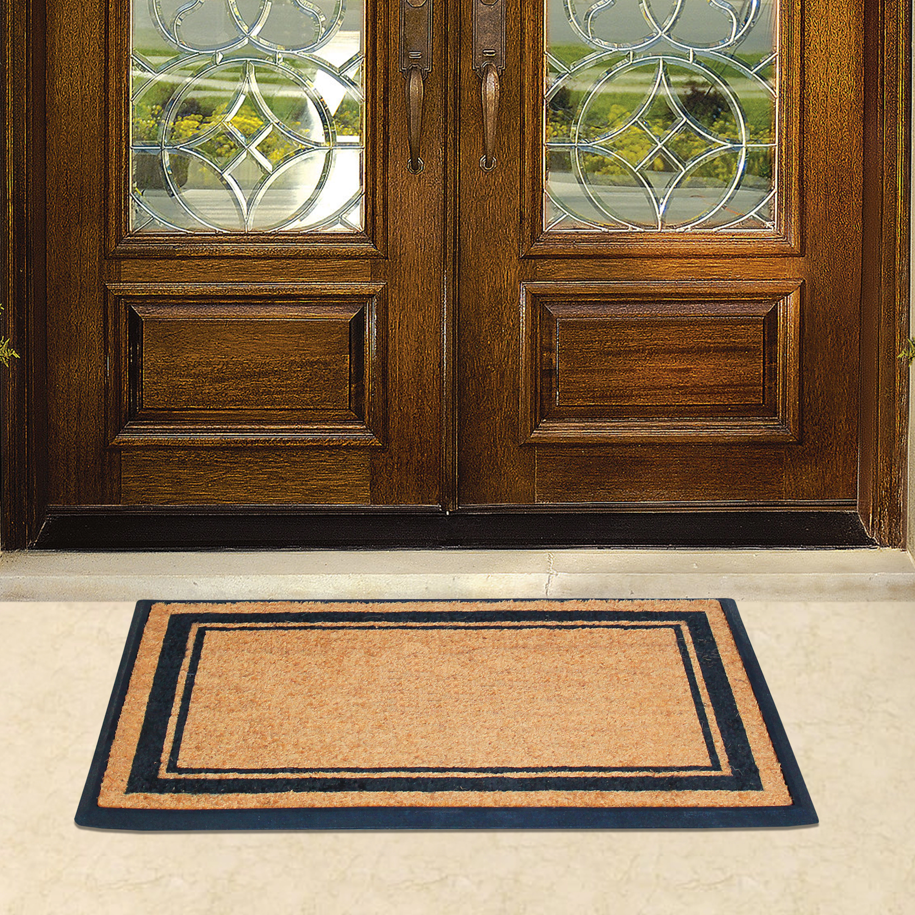 A1HC Coir and Rubber Door Mat 30x48 Inches Anti-Shed Fade-Resistant Heavy Duty Plain Border Black