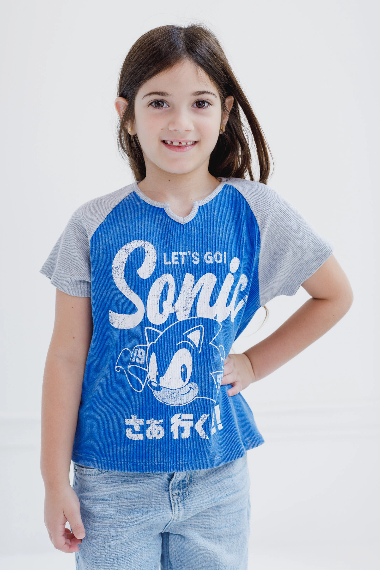 SEGA Sonic the Hedgehog Girls' Short Sleeve T-Shirt