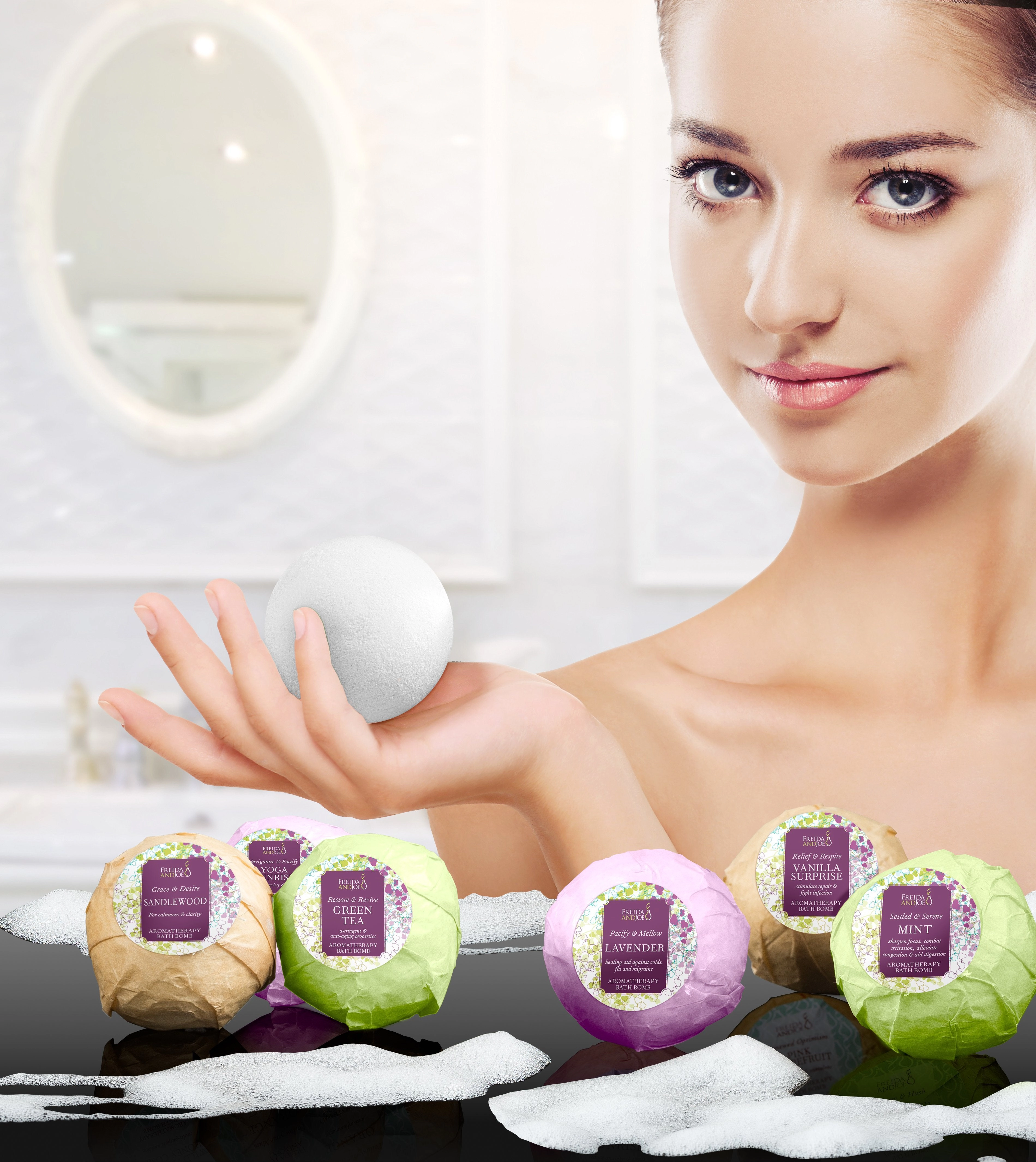 Freida and Joe Women  Aromatherapy 6 Piece Large Bath Bombs Gift Set
