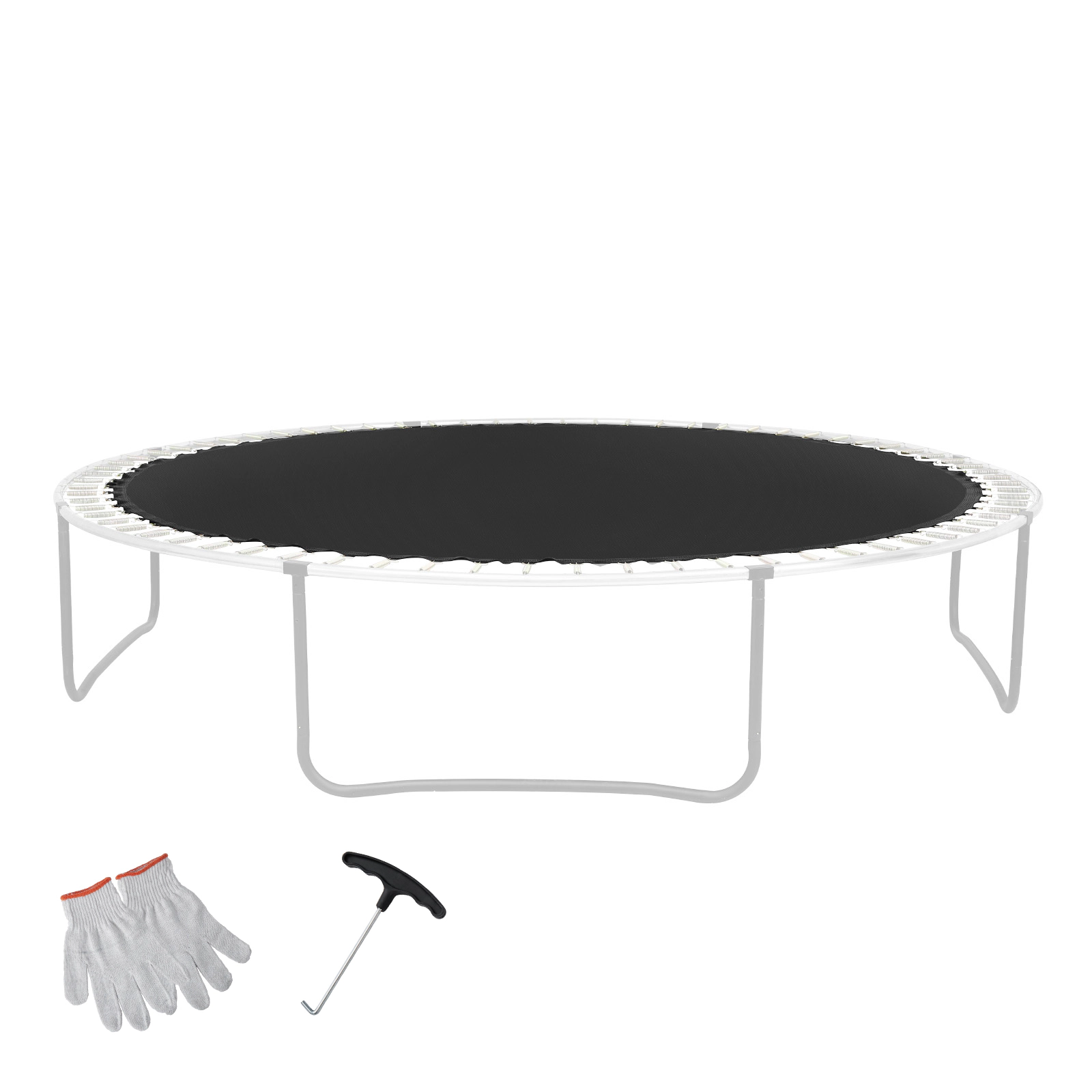 HONGGE 12FT Round Trampoline Replacement Jumping Mat, UV-Resistant PP Mat with 72 V-Rings, Fits 5.5-Inch Springs