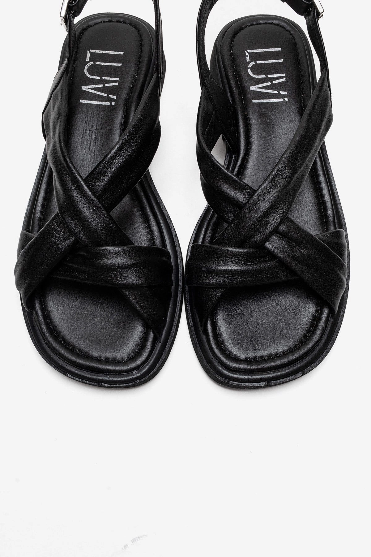 Forever & Always Womens Frand Leather Crisscross Strap Sandals
