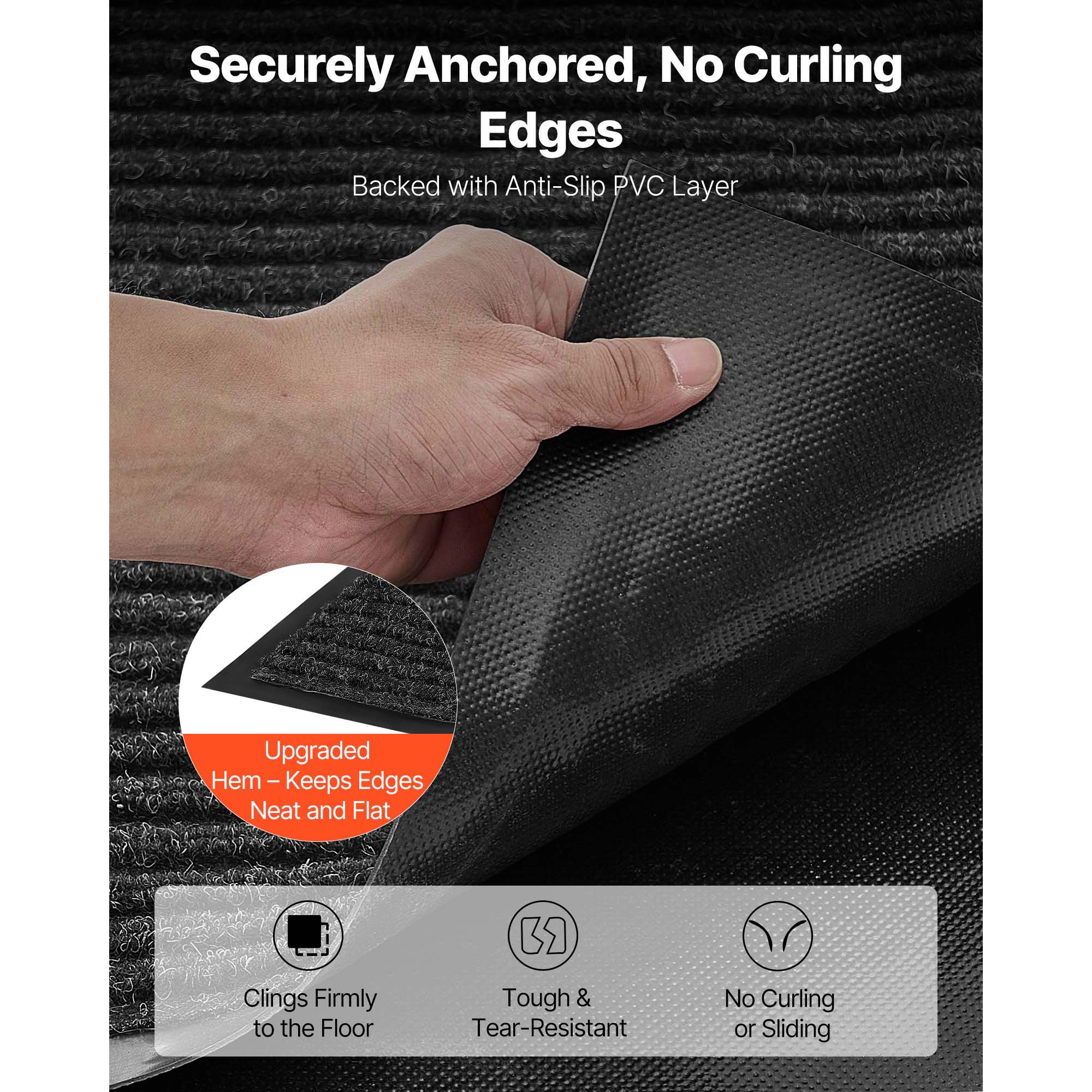 HONGGE Front Door Mat Commercial Floor Mat for Indoor and Outdoor Stylish Striped Industrial Carpet with PVC Backing