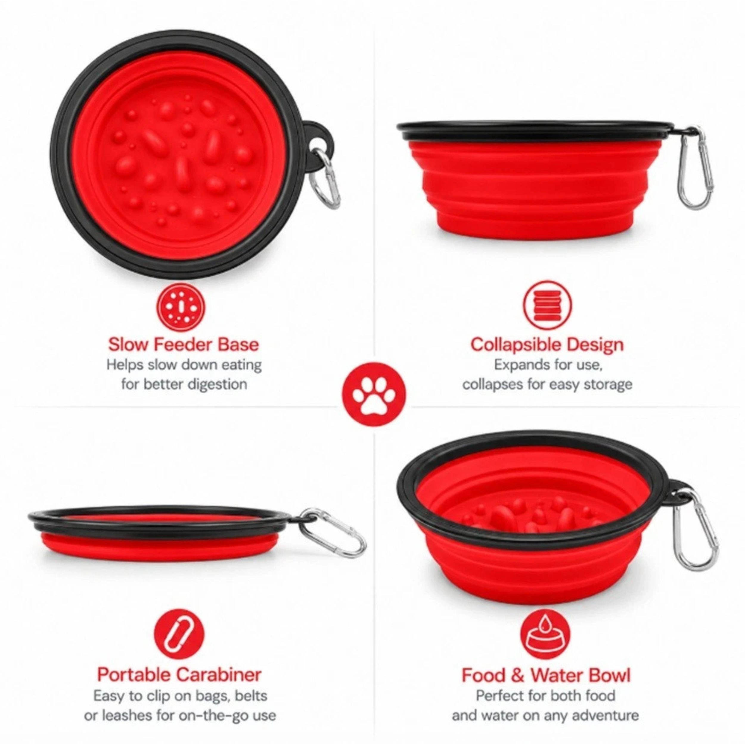 Home Collection 350ML Collapsible Slow Feeder Dog Bowl Portable Travel Pet Dish