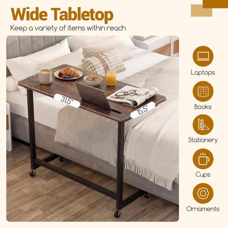 Hivvago Mobile Side Table Rolling Laptop Desk Cart With Tablet Slot