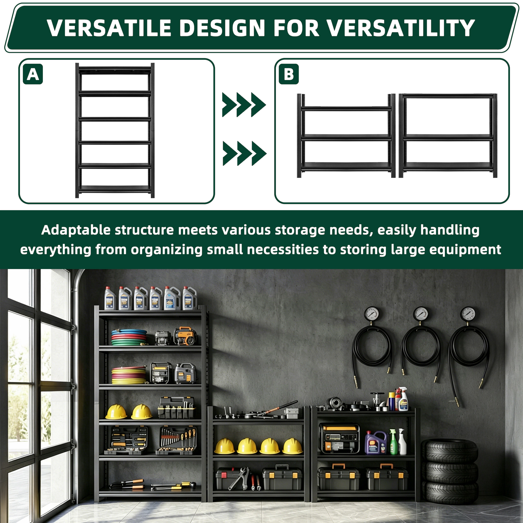 XJ 6-Shelf Steel Heavy Duty Freestanding Garage Storage Shelving Unit in Black (48 in. W x 84 in. H x 18 in. D)