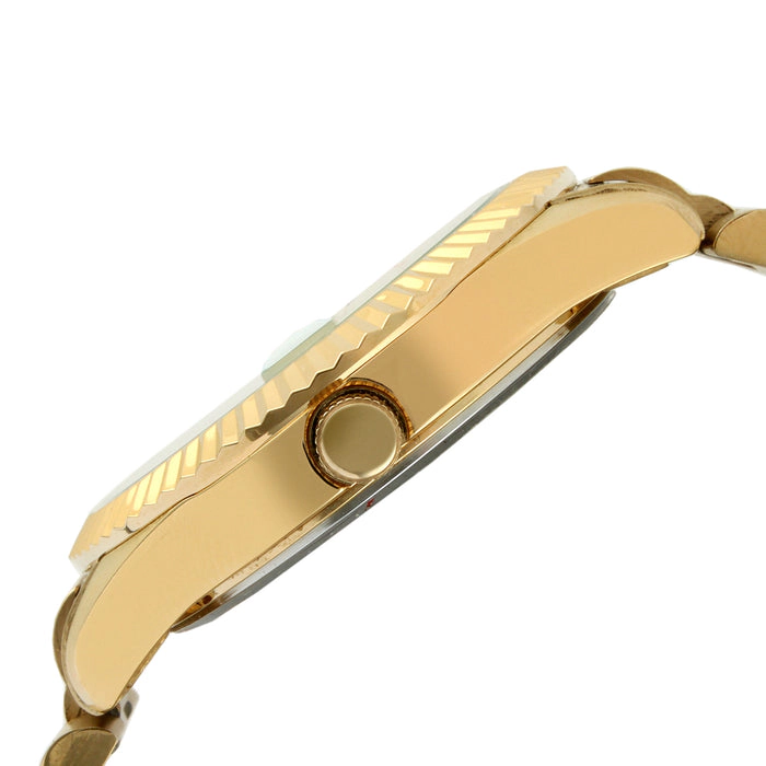 Peugeot Men's 40mm White Face Fluted Bezel Gold Bracelet Watch