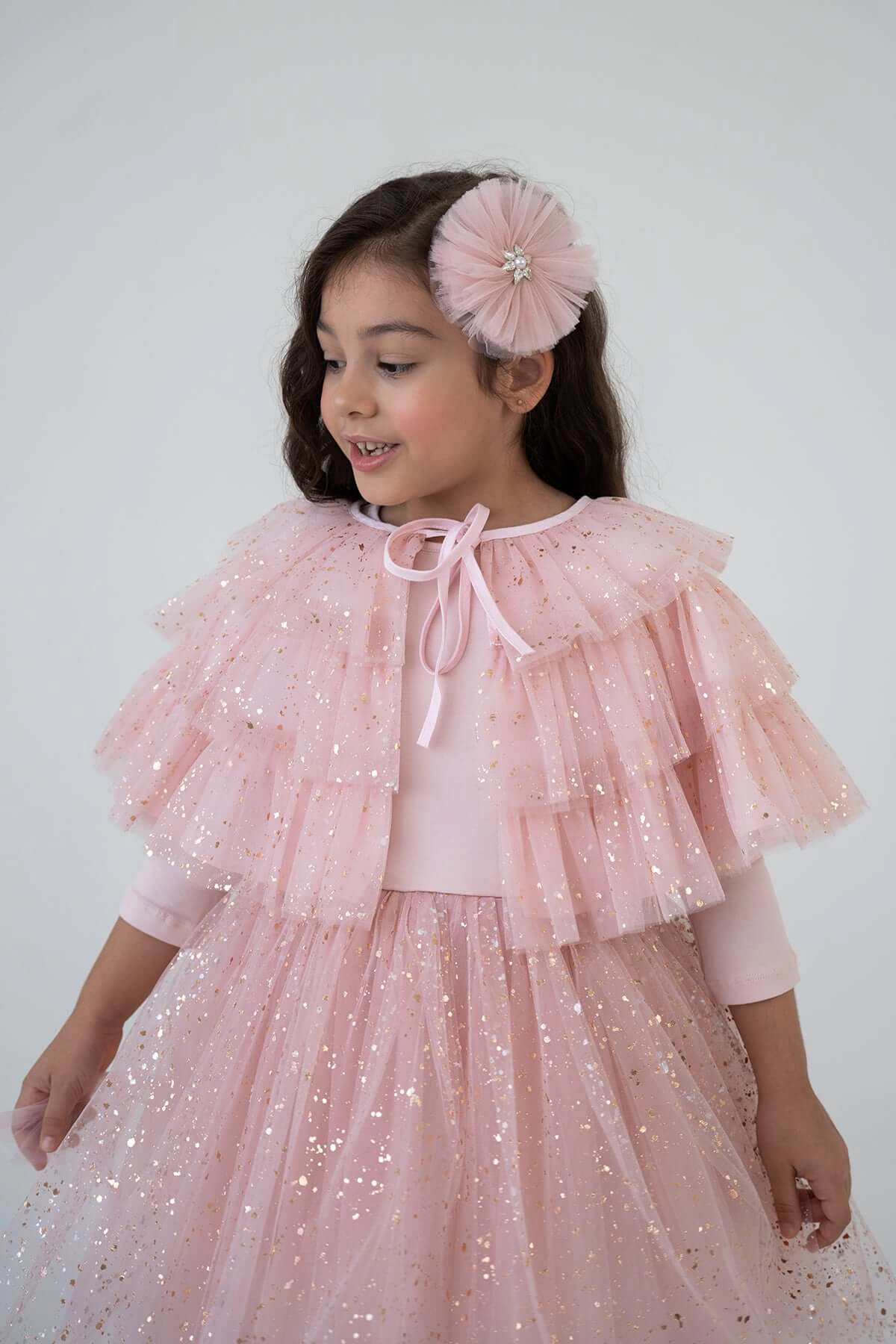 Mini Celebrities Girls Full Shiny Pink Dress Set