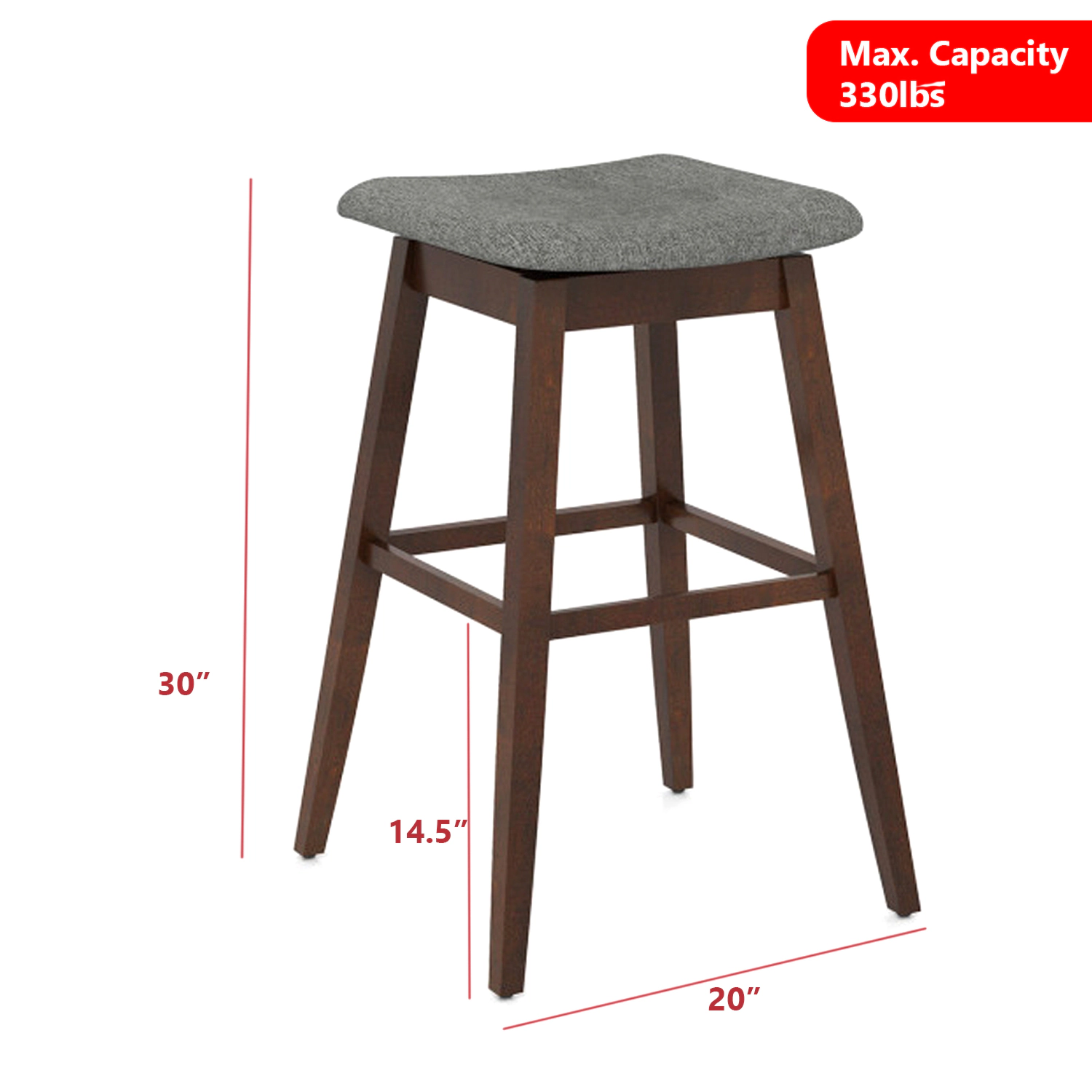 Hivvago Swivel Counter Bar Stools with Wooden Legs and Integrated Footrest - Set of 2
