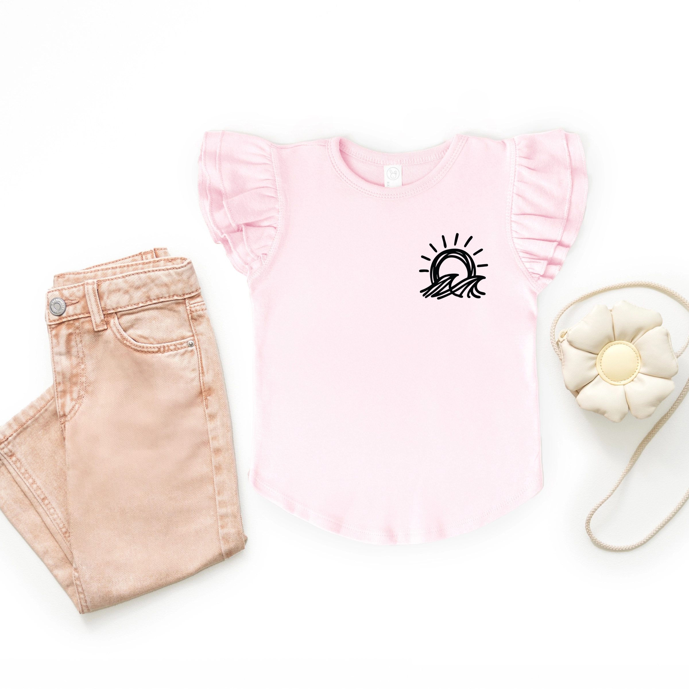 The Juniper Shop - Sun and Waves Sketch Flutter Sleeve Graphic T-Shirt