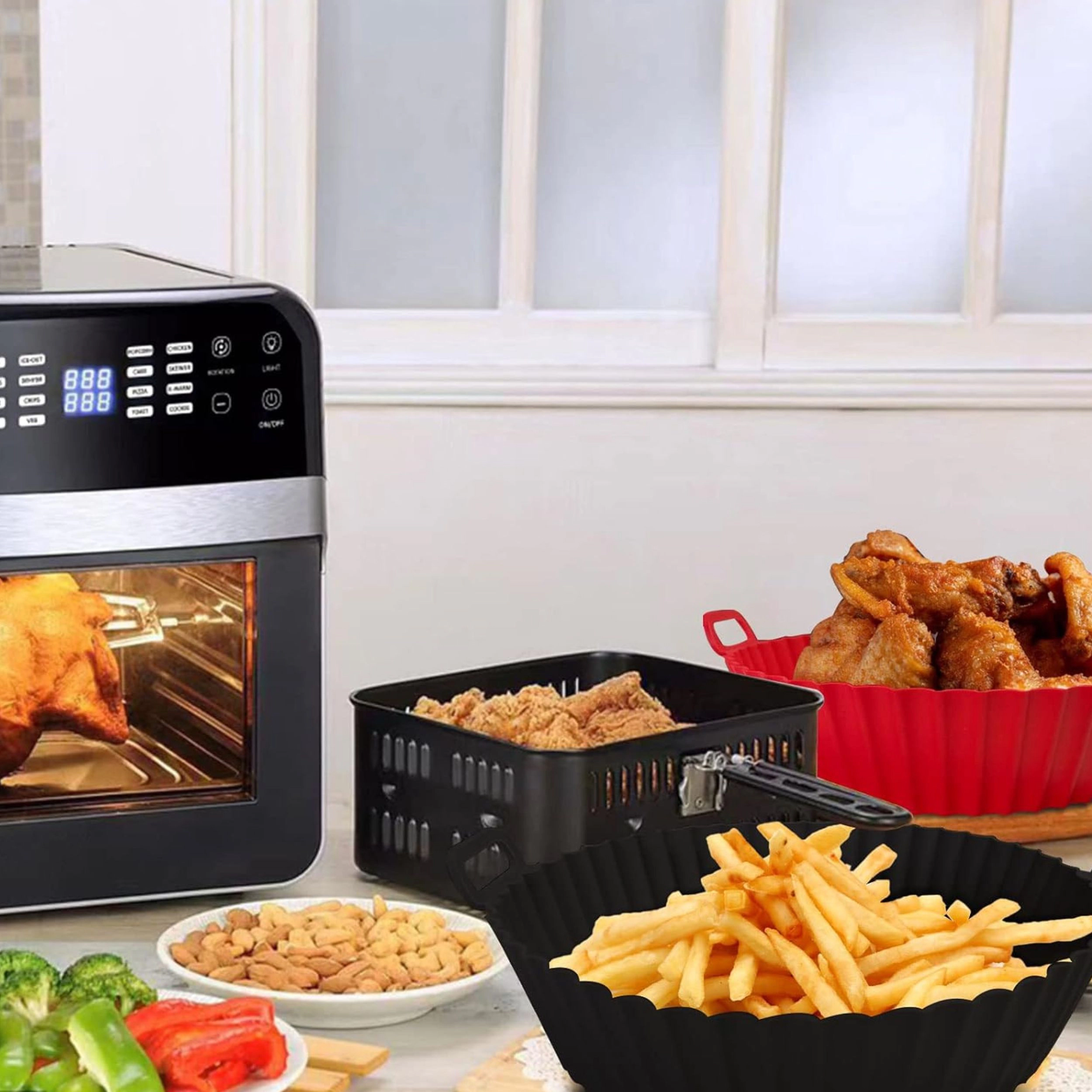 Stock Preferred Pack of 2 Silicone Air Fryer Liners Baking Pots for 3 to 5 Qt Air Fryers 8 Inch