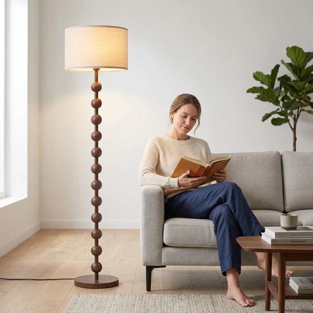 Aurora Casa 63" Modern Floor Lamp with Linen Shade & 3 Color Temperatures