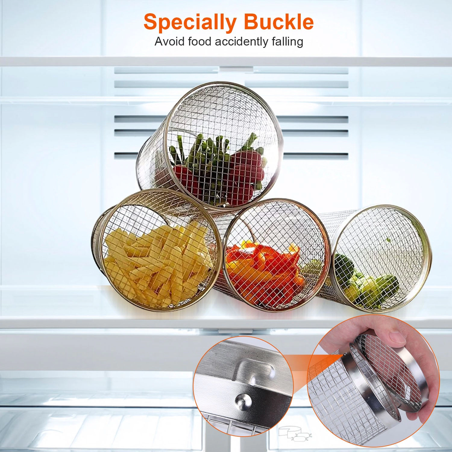 GBruno 2-Pc Stainless Steel BBQ Rolling Basket