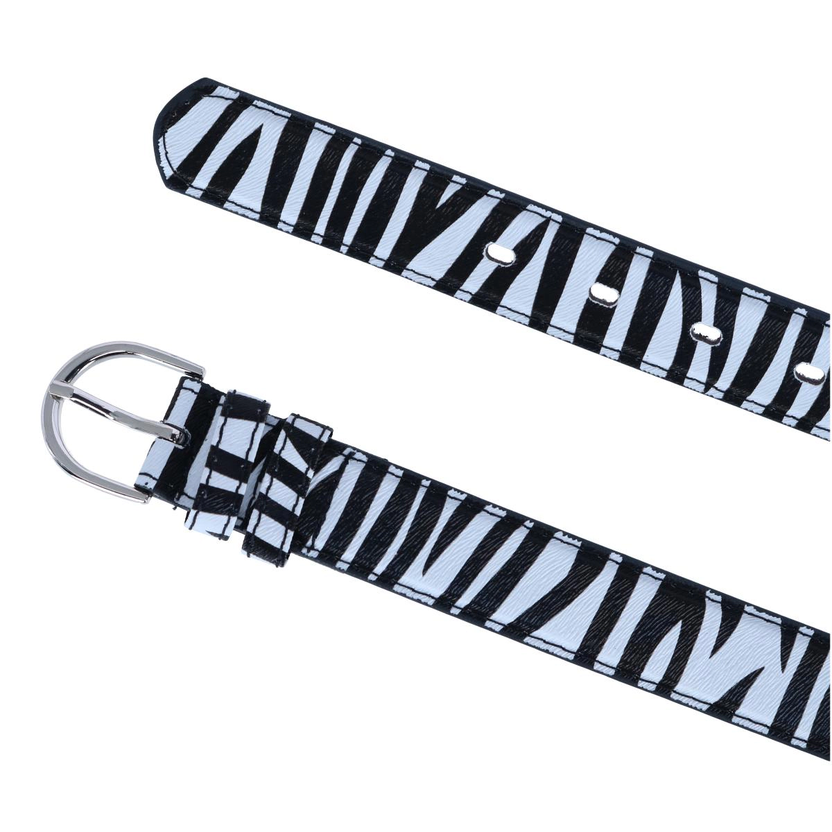 CTM Women's Leather 1 1/8 Inch Zebra Print Dress Belt