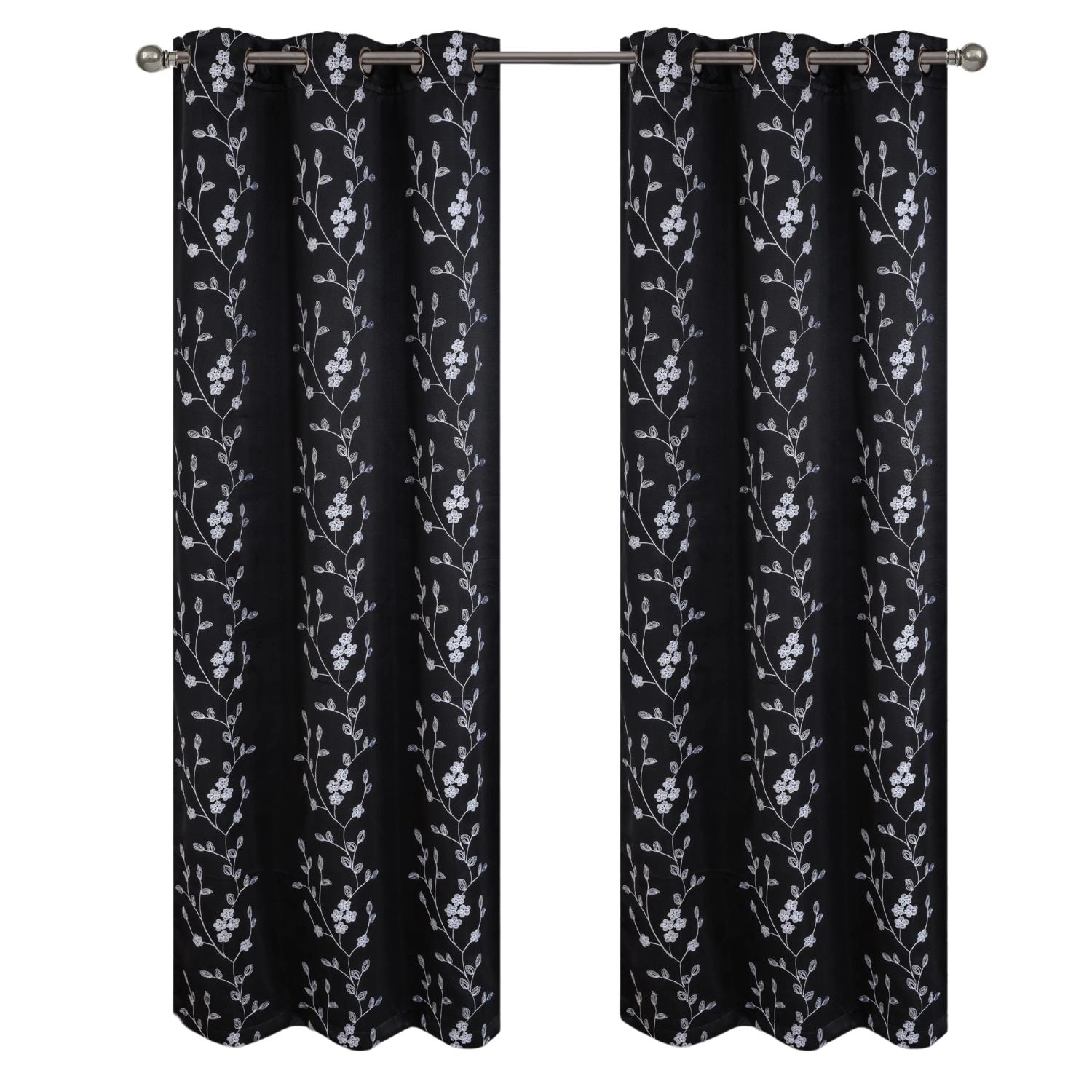 RT Designer Collection Lilian Embroidered Blackout Luxurious Decorative Grommet Curtain Panel 54" x 84