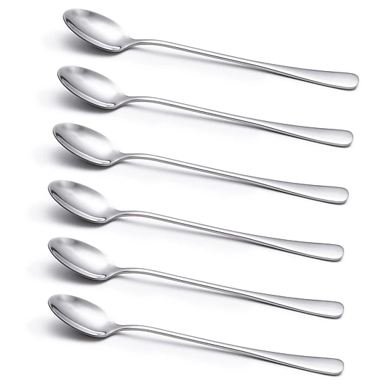 Alilang Women 6-Piece Long Handle Stainless Steel Coffee and Iced Tea Spoon Set