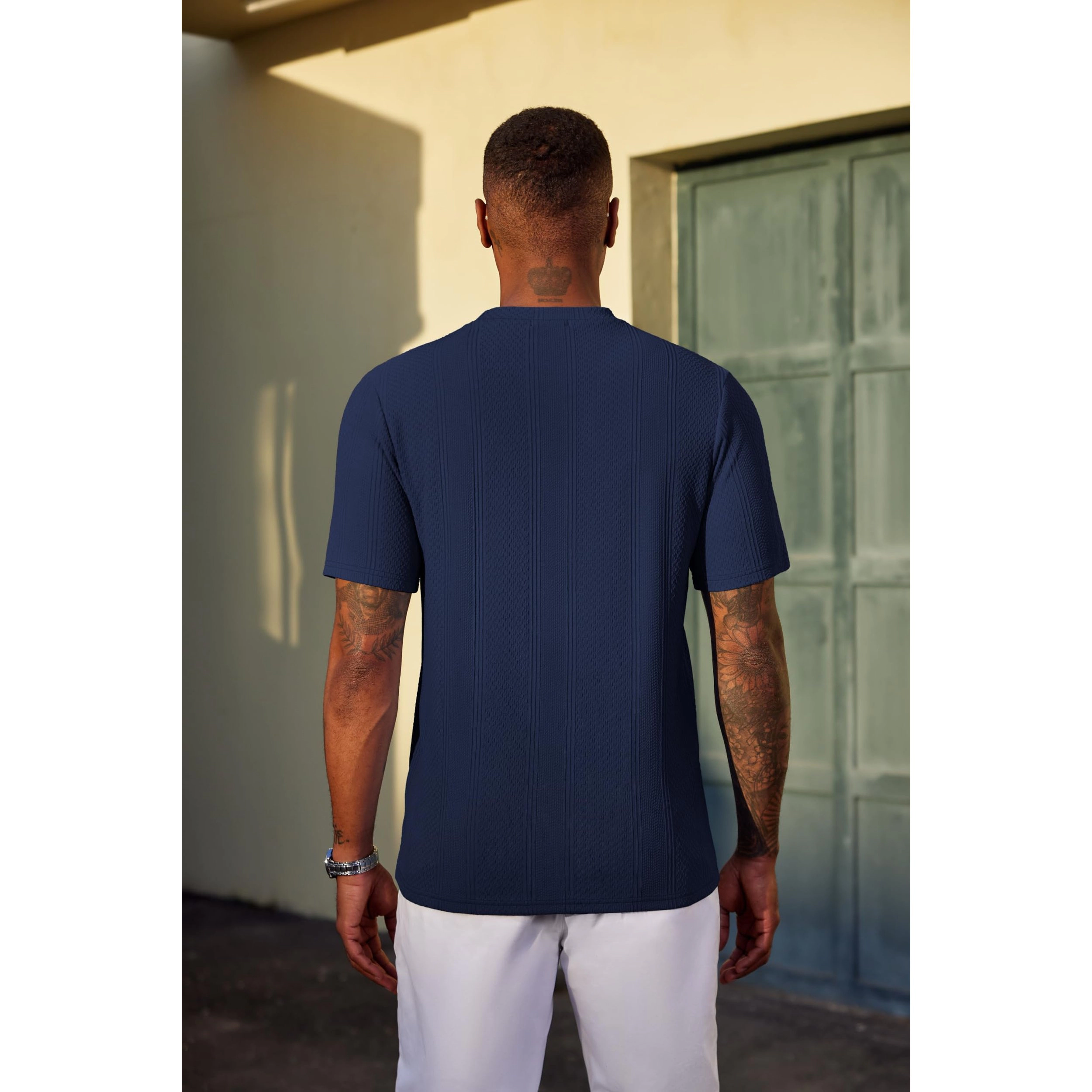 COOFANDY Men's Regular Fit Textured Crew Neck Short Sleeve T-Shirt