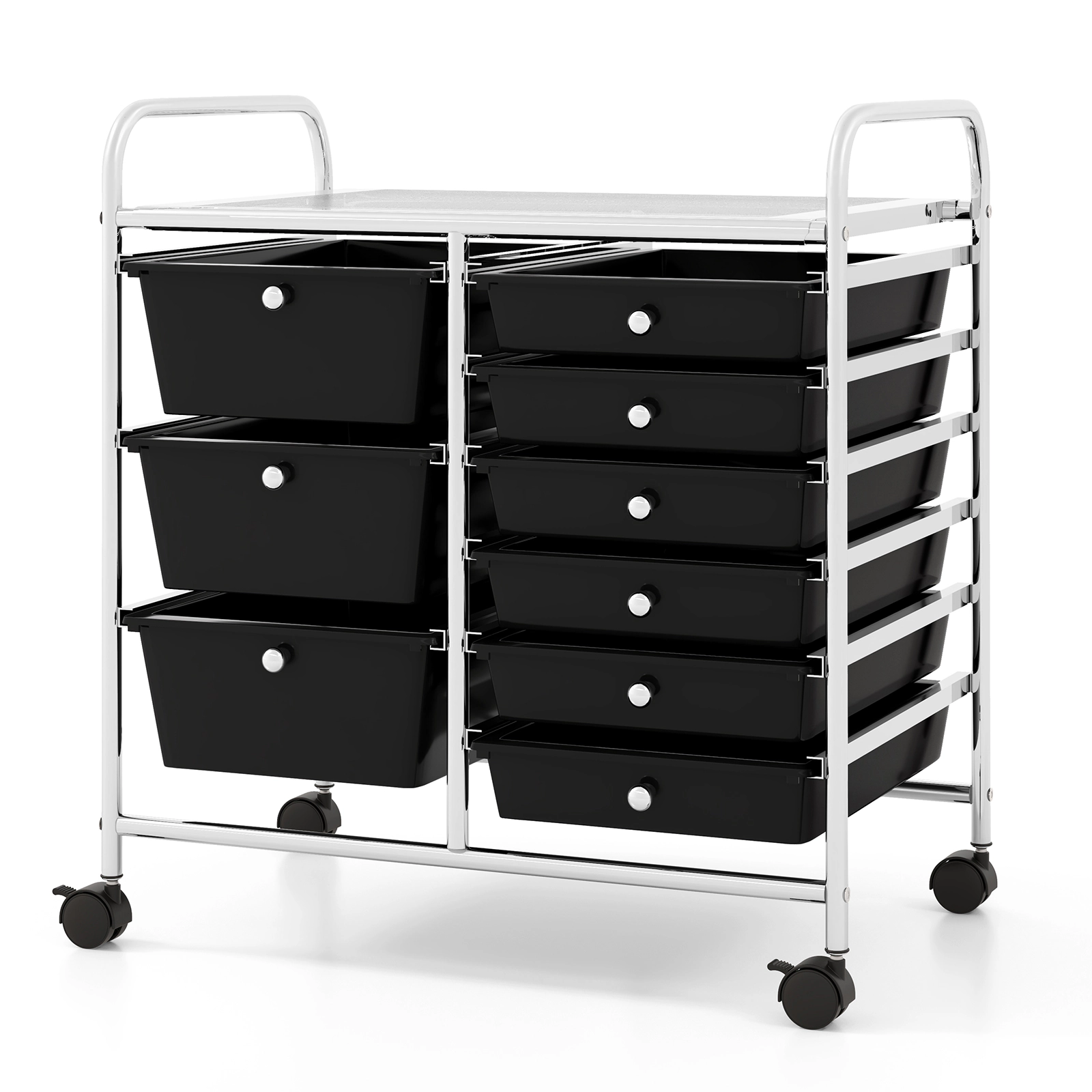 SUGIFT 9-Drawer Rolling Storage Cart with Metal Frame and Removable Drawers