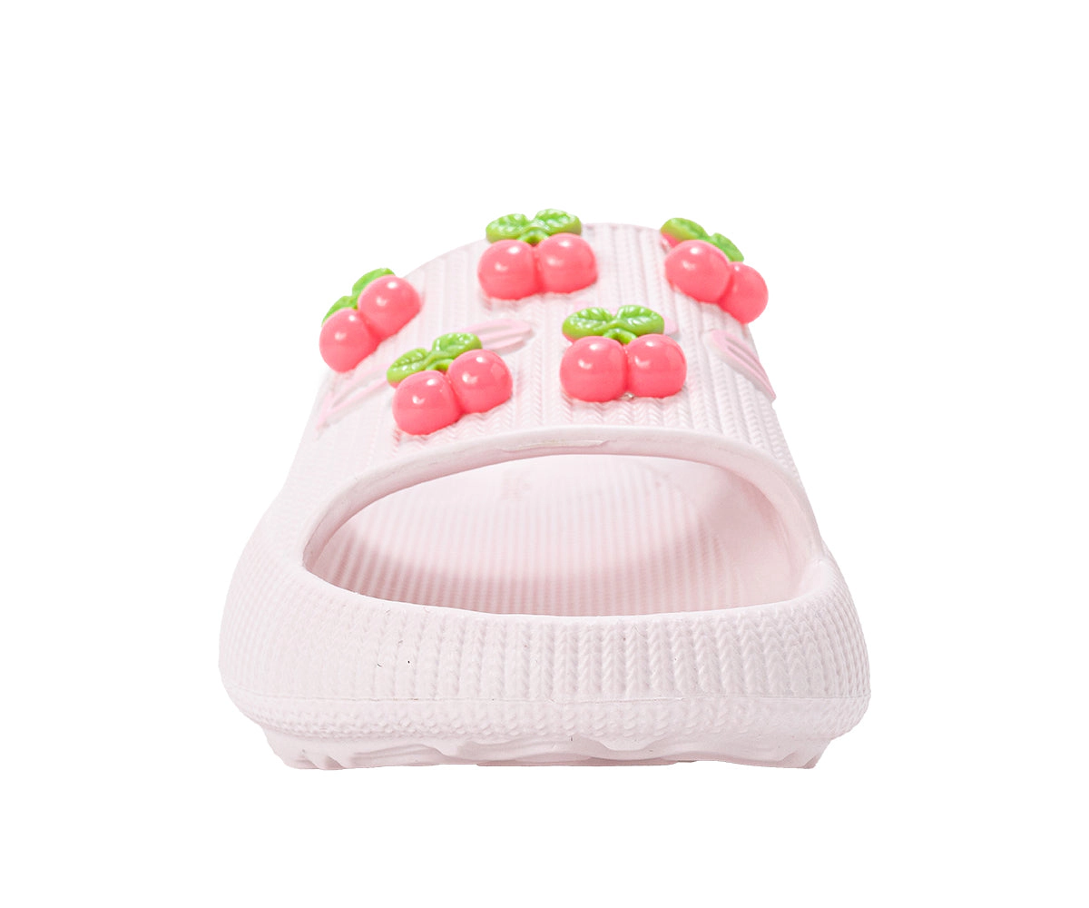 bebe Girl's EVA Slide - Lightweight Comfy Sandals with Cherry Charms
