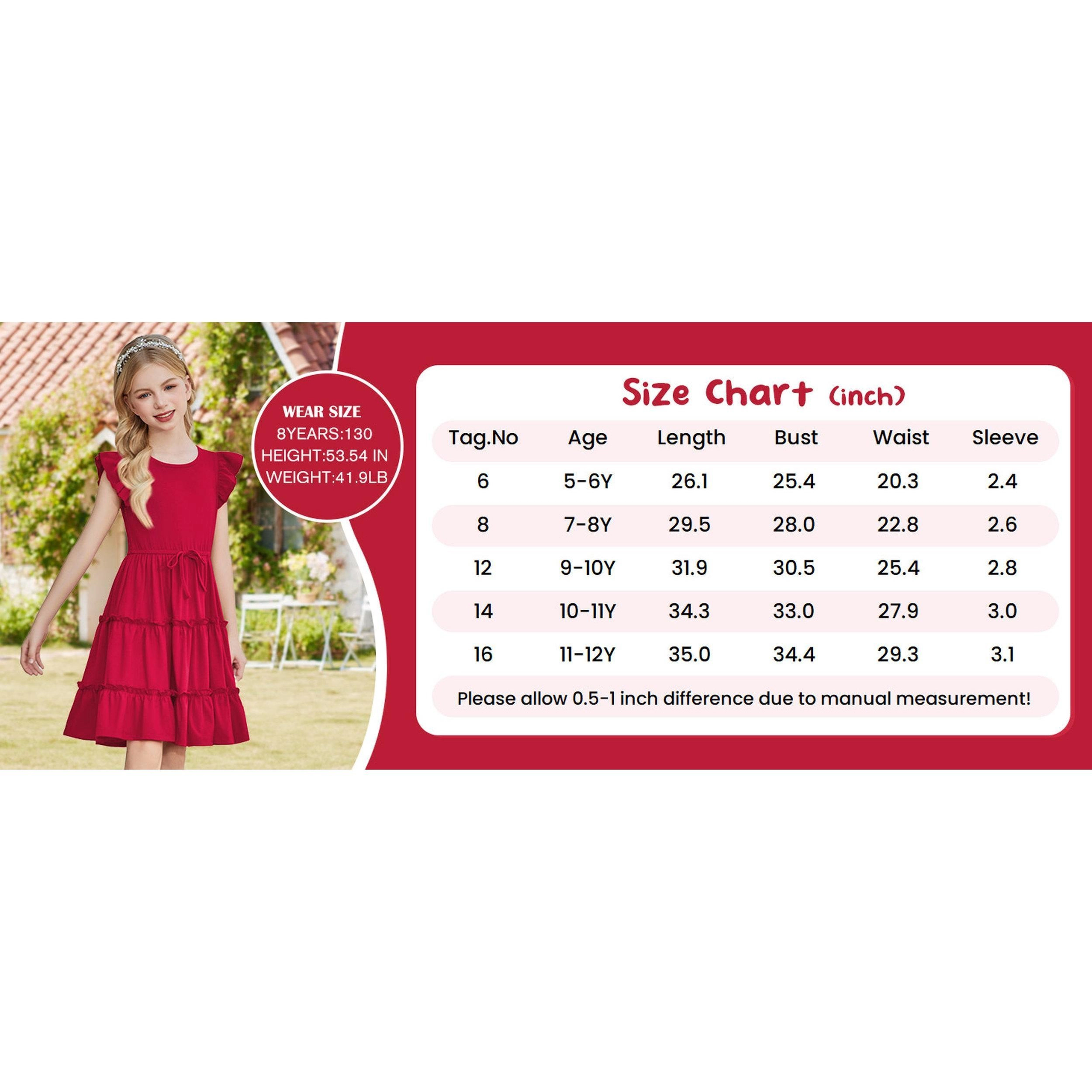 Arshiner Girls Ruffle Sleeve Dress Tiered Swing Casual Summer